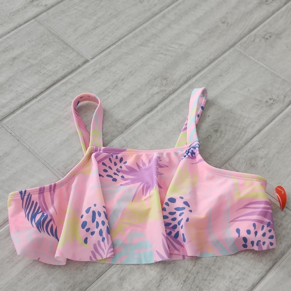 🐻 Pastel Tropical Ruffle Bikini Top